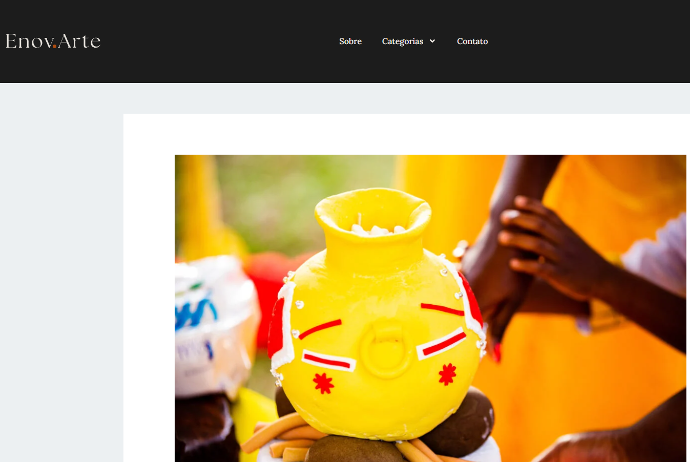 Captura de tela do site Artecologia, projeto voltado para arte e ecologia.